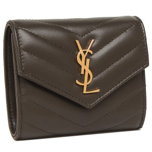 サンローランパリ 三つ折り財布 カサンドラ カーキ レディース SAINT LAURENT PARIS 692061 AAA44 3212