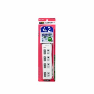 ELPA LEDランプスイッチ付タップ 4個口 2M