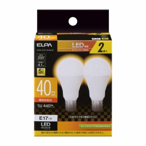 エルパ ELPA LED電球ミニクリプトン形 40W形 電球色 E17 2個入 LDA4L‐G‐E17‐G4104‐2P