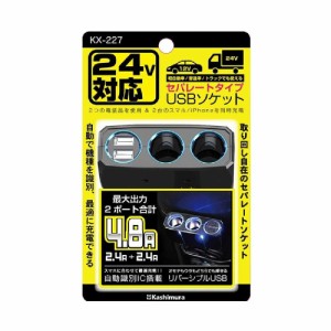 カシムラ 2連セパレート 2リバーシブルUSB 4.8A 12／24V KX227