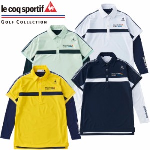 QGMTJA05W　ルコックスポルティフ ゴルフ　アドレスカッティング　長袖アンダー付き 半袖シャツ　メンズ ウェア シャツ ポロシャツ　2022
