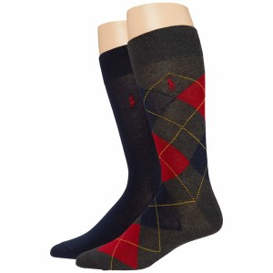 ラルフローレン メンズ 靴下 アンダーウェア Lightweight Argyle Charcoal/Red