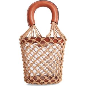 ステゥド レディース ハンドバッグ バッグ STAUD Moreau Caged Clear Bucket Bag Clear/ Brown/ Natural