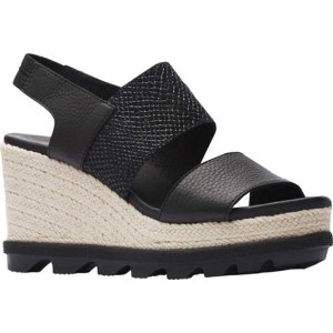 ソレル レディース サンダル シューズ Joanie II Slingback Jute Sandal Black Full Grain Leather