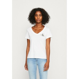 カルバンクライン レディース Tシャツ トップス CLASSIC SLIM VNECK TEE - Basic T-shirt - white white