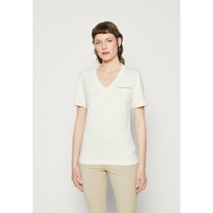 カルバンクライン レディース Tシャツ トップス MONOLOGO SLIM V-NECK TEE - Basic T-shirt - ivory ivory/off-white