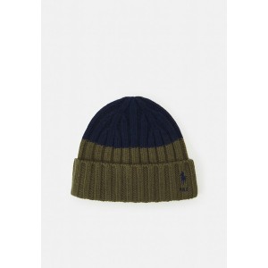 ラルフローレン メンズ 帽子 アクセサリー WIDE BEANIE HAT COLD WEATHER UNISEX - Beanie - olive/navy olive/navy/dark blue