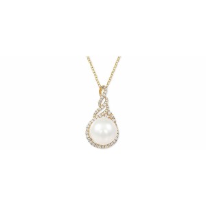 アラベッラ レディース ネックレス・チョーカー・ペンダントトップ アクセサリー Cultured White Ming Pearl (13-14mm) & Swarovski Zirc