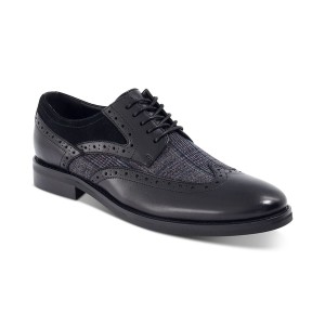 バースリー メンズ ドレスシューズ シューズ Men's Oliver Mixed Wingtip Oxfords Black
