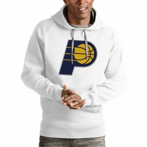 アンティグア メンズ パーカー・スウェットシャツ アウター Indiana Pacers Antigua Team Logo Victory Pullover Hoodie White