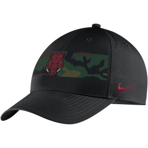 ナイキ メンズ 帽子 アクセサリー Arkansas Razorbacks Nike Military Pack Camo Legacy91 Adjustable Hat Black