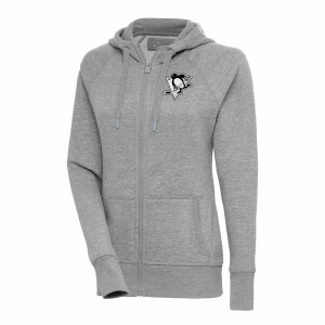 アンティグア レディース パーカー・スウェットシャツ アウター Pittsburgh Penguins Antigua Women's Metallic Logo Victory FullZip Ho