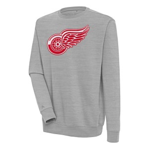 アンティグア メンズ パーカー・スウェットシャツ アウター Detroit Red Wings Antigua Victory Pullover Sweatshirt Heather Gray