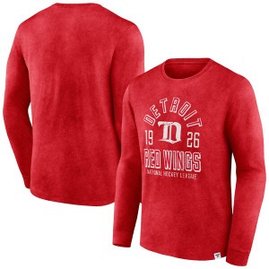 ファナティクス メンズ Tシャツ トップス Detroit Red Wings Fanatics Branded Keep The Zone Long Sleeve TShirt Heather Red