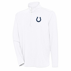 アンティグア メンズ パーカー・スウェットシャツ アウター Indianapolis Colts Antigua Hunk QuarterZip Pullover Top White