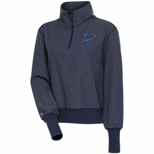 アンティグア レディース パーカー・スウェットシャツ アウター St. Louis Blues Antigua Women's Upgrade HalfZip Pullover Top Heather