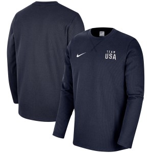ナイキ メンズ Tシャツ トップス Team USA Nike Waffle Knit Long Sleeve TShirt Navy