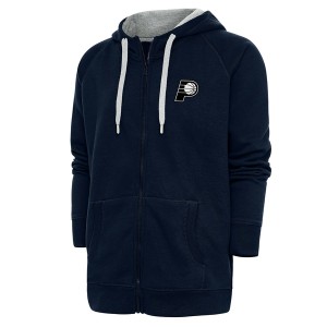 アンティグア メンズ パーカー・スウェットシャツ アウター Indiana Pacers Antigua Metallic Logo Victory Raglan FullZip Hoodie Navy