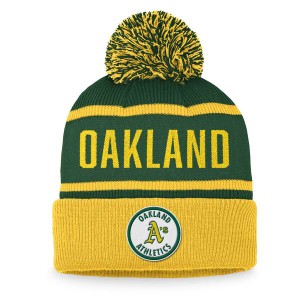ファナティクス メンズ 帽子 アクセサリー Oakland Athletics Fanatics Branded Cooperstown Collection Cuffed Knit Hat with Pom Gold/
