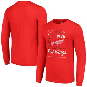 スターター メンズ Tシャツ トップス Detroit Red Wings Starter Arch City Theme Graphic Long Sleeve TShirt Red