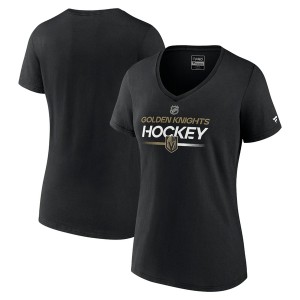 ファナティクス レディース Tシャツ トップス Vegas Golden Knights Fanatics Branded Women's Authentic Pro VNeck TShirt Black