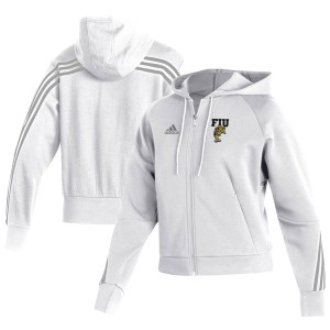 アディダス レディース パーカー・スウェットシャツ アウター FIU Panthers adidas Women's Fashion FullZip Hoodie White