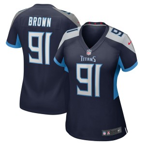 ナイキ レディース Tシャツ トップス Shakel Brown Tennessee Titans Nike Women's  Game Jersey Navy