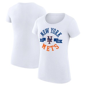 カールバンクス レディース Tシャツ トップス New York Mets GIII 4Her by Carl Banks Women's City Graphic Fitted TShirt White