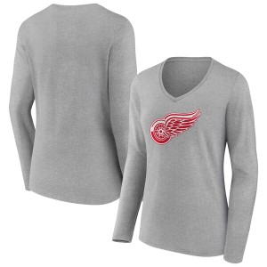 ファナティクス レディース Tシャツ トップス Detroit Red Wings Fanatics Branded Women's Primary Logo Team Long Sleeve VNeck TShirt