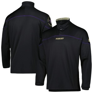 アディダス メンズ ジャケット＆ブルゾン アウター Washington Huskies adidas AEROREADY Knit QuarterSnap Jacket Black