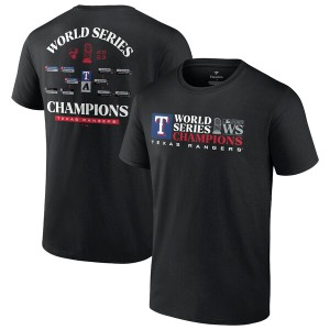 ファナティクス メンズ Tシャツ トップス Texas Rangers Fanatics Branded 2023 World Series Champions Milestone Schedule TShirt Blac