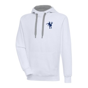 アンティグア メンズ パーカー・スウェットシャツ アウター Indianapolis Colts Adult Throwback Logo Victory Pullover Hoodie White