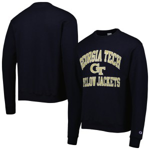 チャンピオン メンズ パーカー・スウェットシャツ アウター Georgia Tech Yellow Jackets Champion High Motor Pullover Sweatshirt Navy