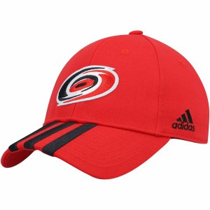 アディダス メンズ 帽子 アクセサリー Carolina Hurricanes adidas Locker Room Three Stripe Adjustable Hat Red