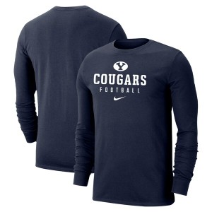 ナイキ メンズ Tシャツ トップス BYU Cougars Nike Changeover Long Sleeve TShirt Navy