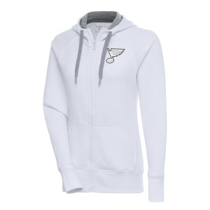 アンティグア レディース パーカー・スウェットシャツ アウター St. Louis Blues Antigua Women's Metallic Logo Victory FullZip Hoodie