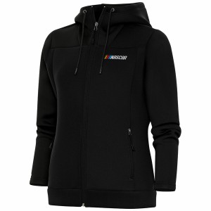 アンティグア レディース パーカー・スウェットシャツ アウター NASCAR Antigua Women's Protect FullZip Hoodie Black