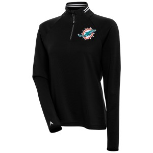 アンティグア レディース パーカー・スウェットシャツ アウター Miami Dolphins Antigua Women's Milo QuarterZip Pullover Top Black