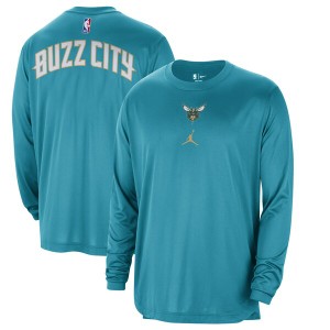 ジョーダン メンズ Tシャツ トップス Charlotte Hornets Nike 2023/24 City Edition Authentic Pregame Performance Long Sleeve Shootin