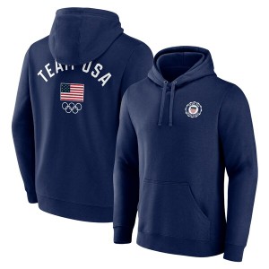 ファナティクス メンズ パーカー・スウェットシャツ アウター Team USA Fanatics Branded Arched Insignia Pullover Hoodie Navy