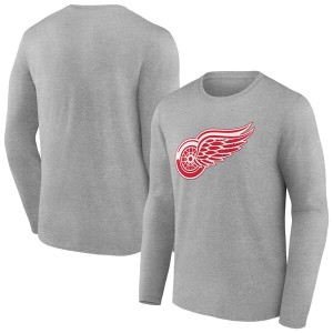 ファナティクス メンズ Tシャツ トップス Detroit Red Wings Fanatics Branded Primary Logo Team Long Sleeve TShirt Gray
