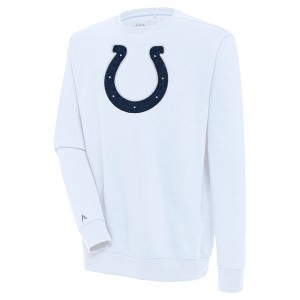 アンティグア メンズ パーカー・スウェットシャツ アウター Indianapolis Colts Antigua Victory Crewneck Pullover Sweatshirt White