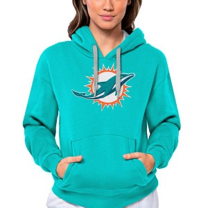 アンティグア レディース パーカー・スウェットシャツ アウター Miami Dolphins Antigua Women's Victory Logo Pullover Hoodie Aqua