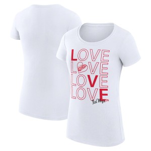 カールバンクス レディース Tシャツ トップス Detroit Red Wings GIII 4Her by Carl Banks Women's Hockey Love Fitted TShirt White