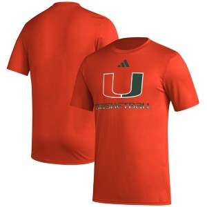 アディダス メンズ Tシャツ トップス Miami Hurricanes adidas Fadeaway Basketball Pregame AEROREADY TShirt Orange