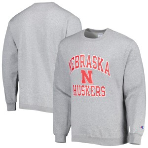 チャンピオン メンズ パーカー・スウェットシャツ アウター Nebraska Huskers Champion High Motor Pullover Sweatshirt Heather Gray