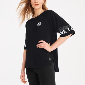 ダナキャラン レディース Tシャツ トップス Brooklyn Nets DKNY Sport Women's Diana Raglan TriBlend Oversized TShirt Black