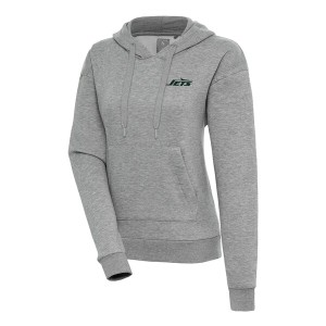 アンティグア レディース パーカー・スウェットシャツ アウター New York Jets Antigua Women's Victory Pullover Hoodie Heather Gray