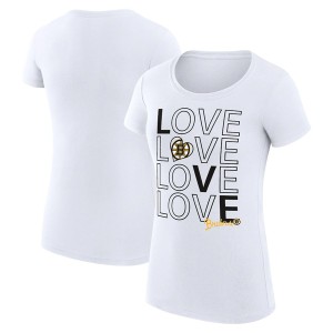 カールバンクス レディース Tシャツ トップス Boston Bruins GIII 4Her by Carl Banks Women's Hockey Love Fitted TShirt White