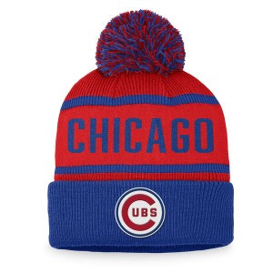 ファナティクス メンズ 帽子 アクセサリー Chicago Cubs Fanatics Branded Cooperstown Collection Cuffed Knit Hat with Pom Royal/Red